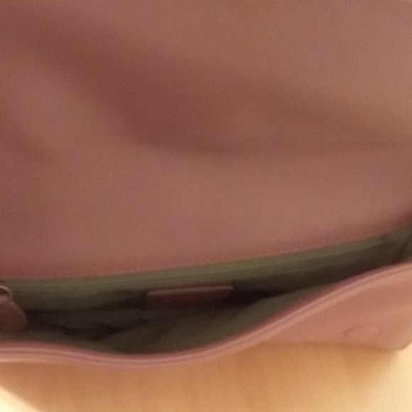 Cole Haan Mauve Small Leather Baguette Handbag with Silvertone Hardware - Picture 10 of 16